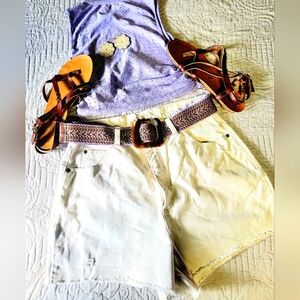 Women's Vintage St. Johns Bay Off-White Denim Shorts